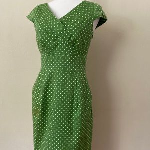 Tahari Green and white polka retro dress